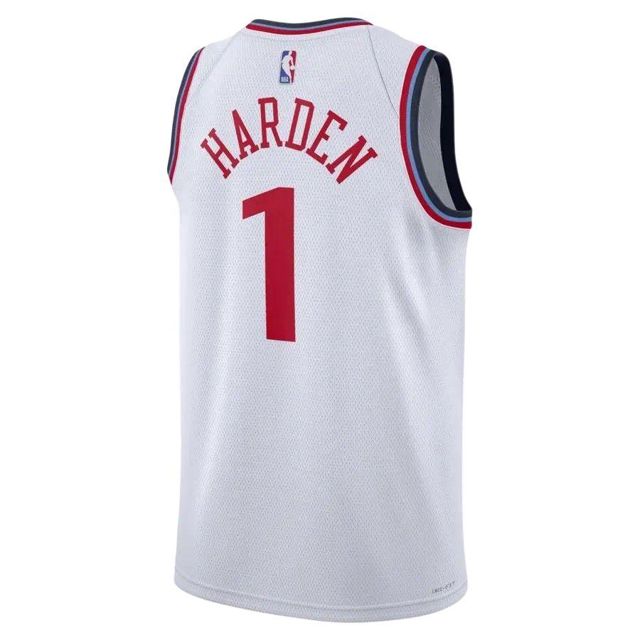 Nike X NBA Collaboration Clippers Harden Fan Edition Letter Print Crew Neck Sleeveless Basketball Jersey Men Jersey White FQ4547-103