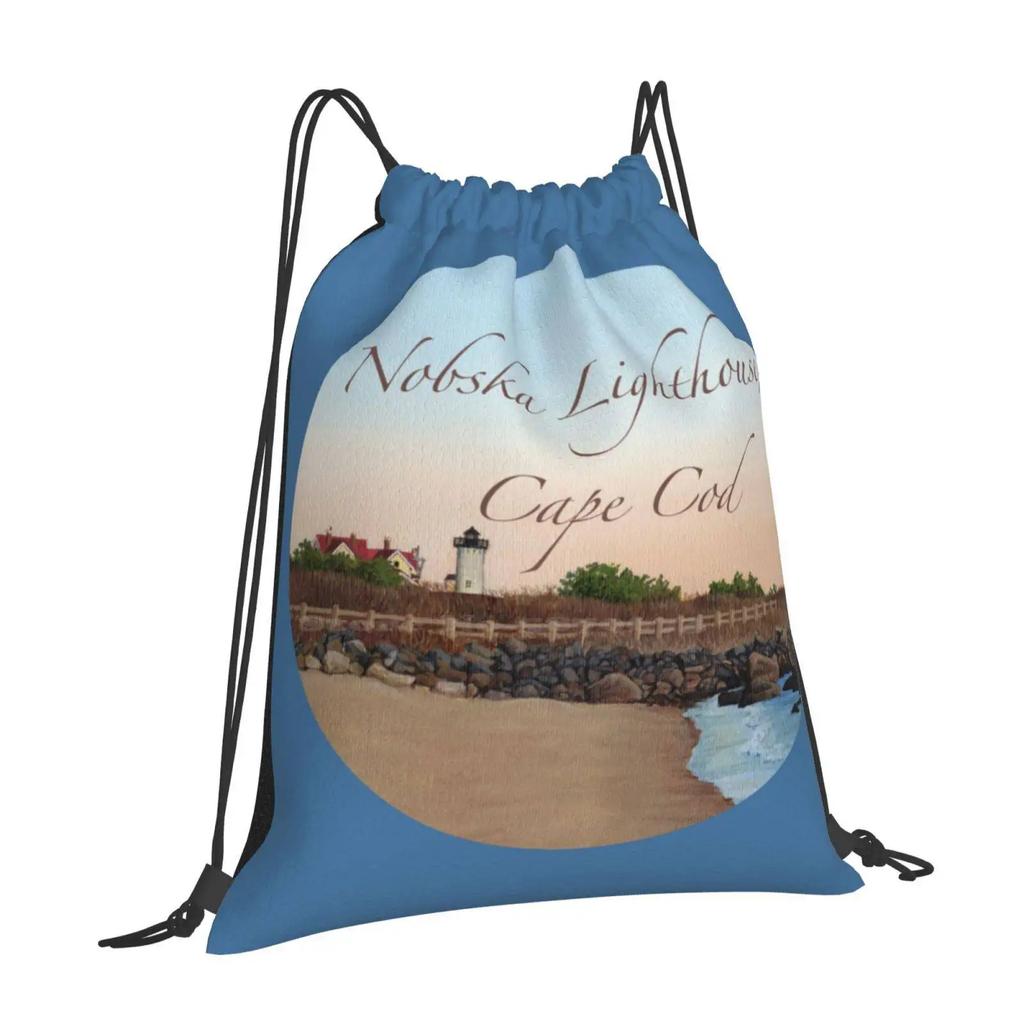 Nobska Lighthouse Pattern Design Laptop Travel School Bags Cape Seascape Beach Sandy Rocks Nobska Lighthouse Massachusetts New