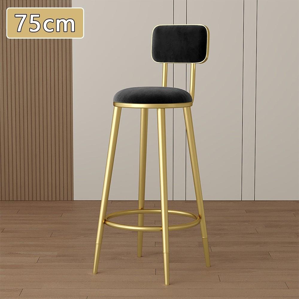 75/65CM Barové židle s opěradly Domácí jídelna Vysoké stoličky Kavárna Lehký luxus Kovaná židle