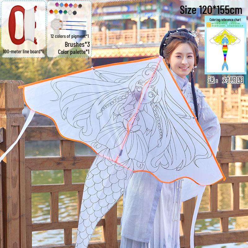 Handmade Children's DIY 1.2m Coloring Kite - Easy To Fly In Light Breeze
