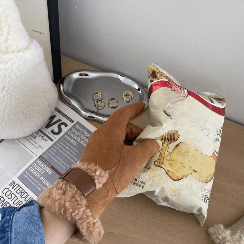 Full Finger Women's Winter Gloves Thickened Cycling Mittens Fashion Women Fleece Gloves  Mom