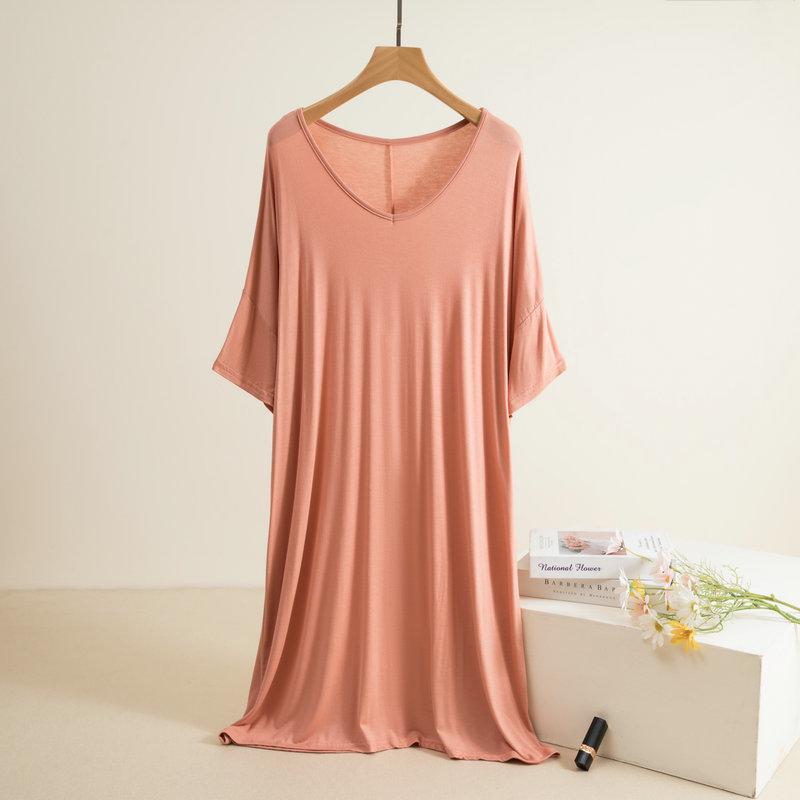 

Женская свободная ночная рубашка из модала с оборками - летняя, повседневная домашняя пижама средней длины, большие размеры