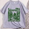 Respect The Locals TShirt Men Funny Bigfoot T Shirt Vintage Nature Tshirt Cotton Short Sleeve Graphic Tee Male Clothing