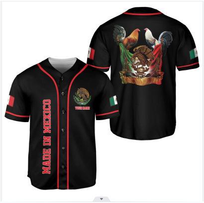 Mexico baseball team element print summer v-neck button-down baseball jersey