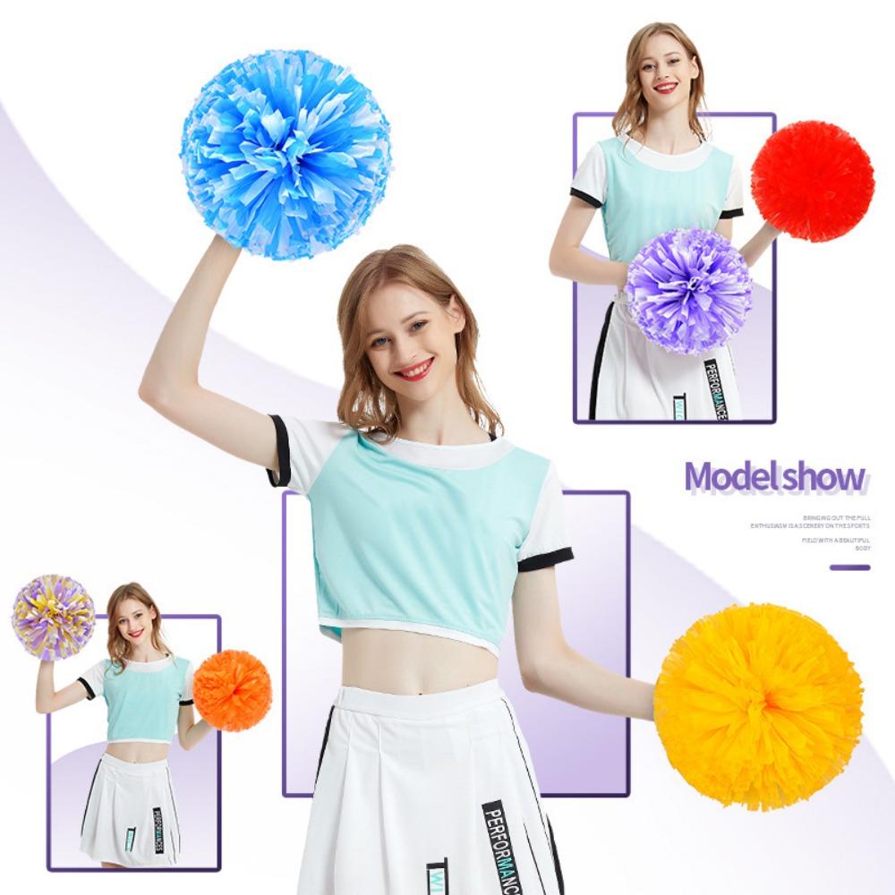 Four Fingers Matte Cheerleading Poms Cheerleader Holding Flowers