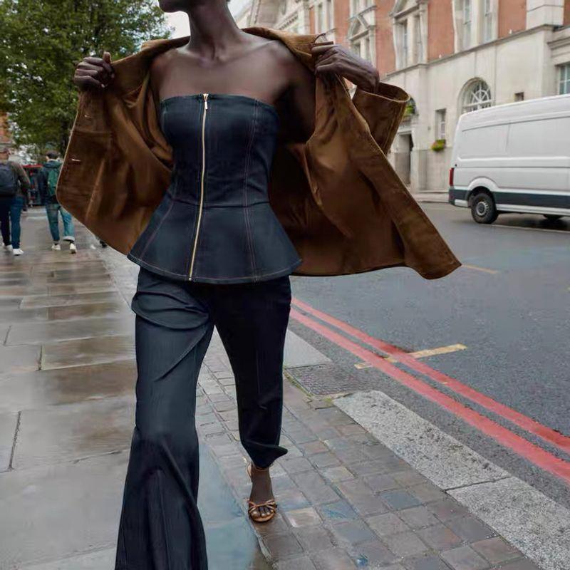 Za Autumn New Women clothes 2025 Denim Corset Top 1165392 Mid-Rise Pants 1165292