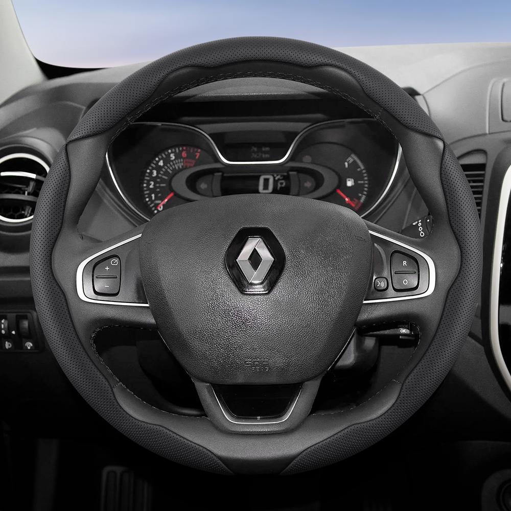 BHA1 Suitable for Renault Breathable Hole Leather Steering Wheel Cover Segmented Quick Release Design Non-Slip and Durable Megane 3 2 4 Clio4 5