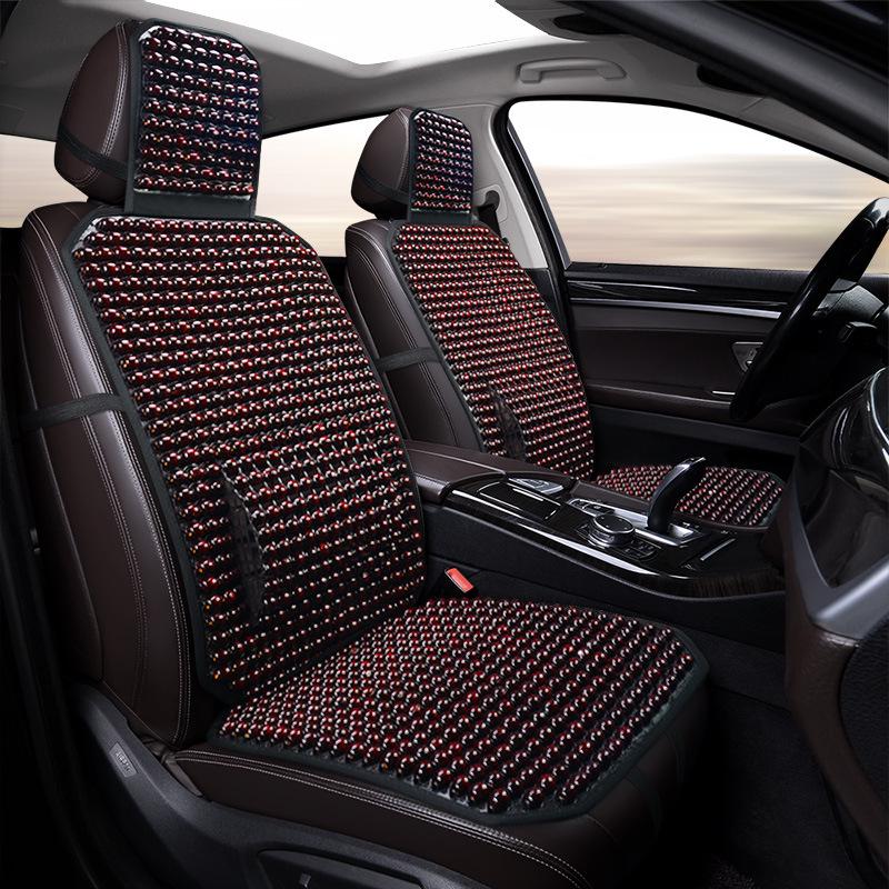 Ventilated Wooden Bead Seat Cushion with Lumbar Support - Breathable, Massage Pad for Car or Office Chair
