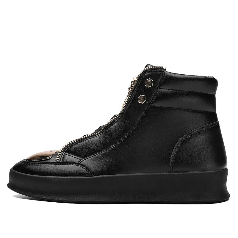 Fashion High Top Leather Men Shoes Casual Platform Sneakers Breathable White Skateboard Luxury Designer Shoes Botas Para Hombre