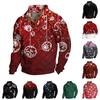 Herren Weihnachts-Print Langarm Knopfleiste Sweatshirt Top für Feiertagsparty und Freizeitkleidung