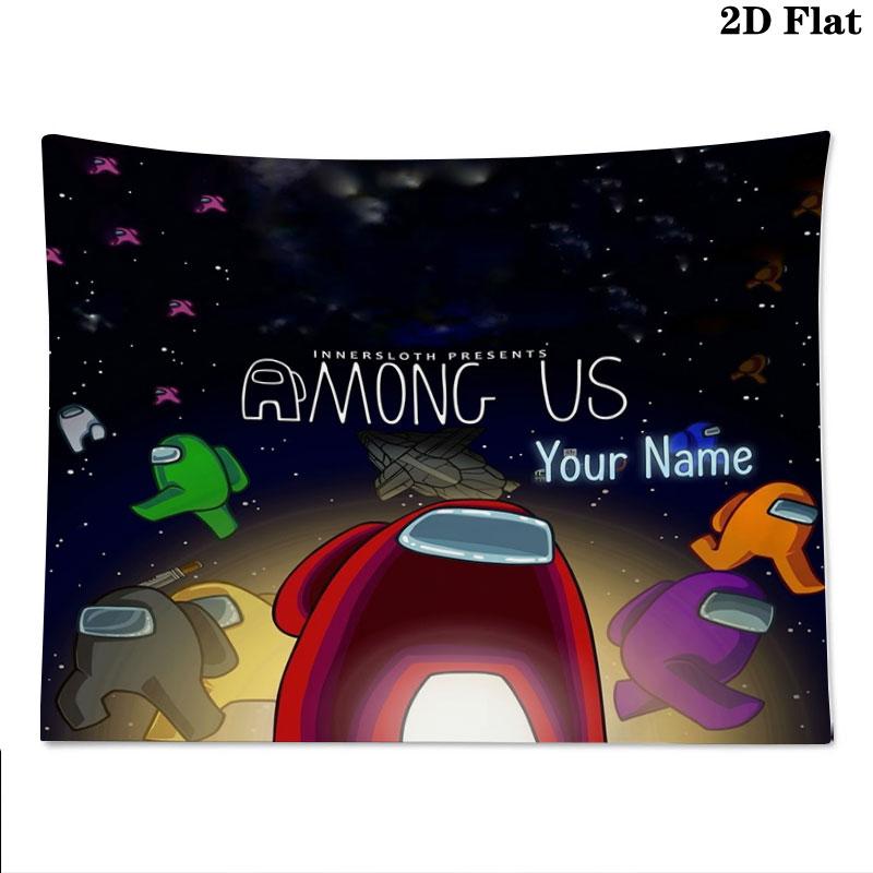 Among Us Custom Name Wall Tapestry Aesthetic Wall Hanging Printed Fabric Blanket Decorative Tapestries for Bedroom Living Room Home Decor