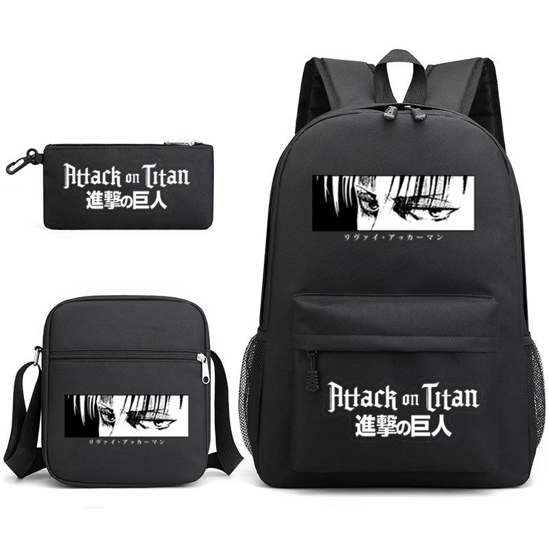 3 Piece School Backpack Set for Students Large Capacity Oxford Cloth Schoolbag with Shoulder Strap and Pencil Case