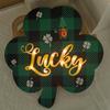 St Patricks Day Welcome Door Sign, St Patricks Day Door Hanger, LED Wooden Clover Shaped Sign Hanging Wall Decorations For Home