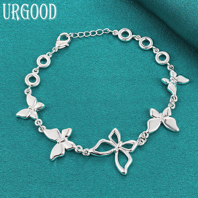 925 Sterling Silver Cute Butterfly Bracelet Women's Party Wedding Gift Fashion Jewelry