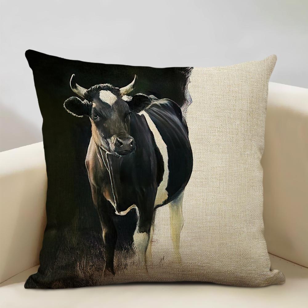 Animal Series Cushion Cover Nice Cow Sofa Decorative Pillow Cover Custom Pillow Case Outdoor Leisure Chair Waist Pillow Case