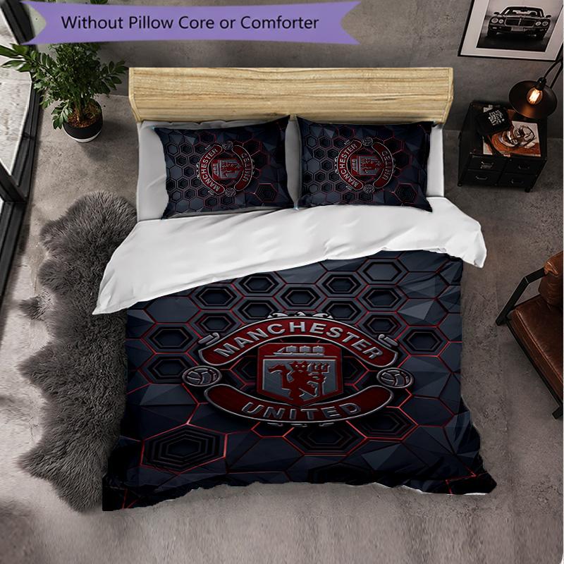 Biancheria da letto a tema Manchester United FC Set 3 Pezzi Copripiumino Biancheria da letto Decorativa per Stanza Adolescenti Decorazione Casa
