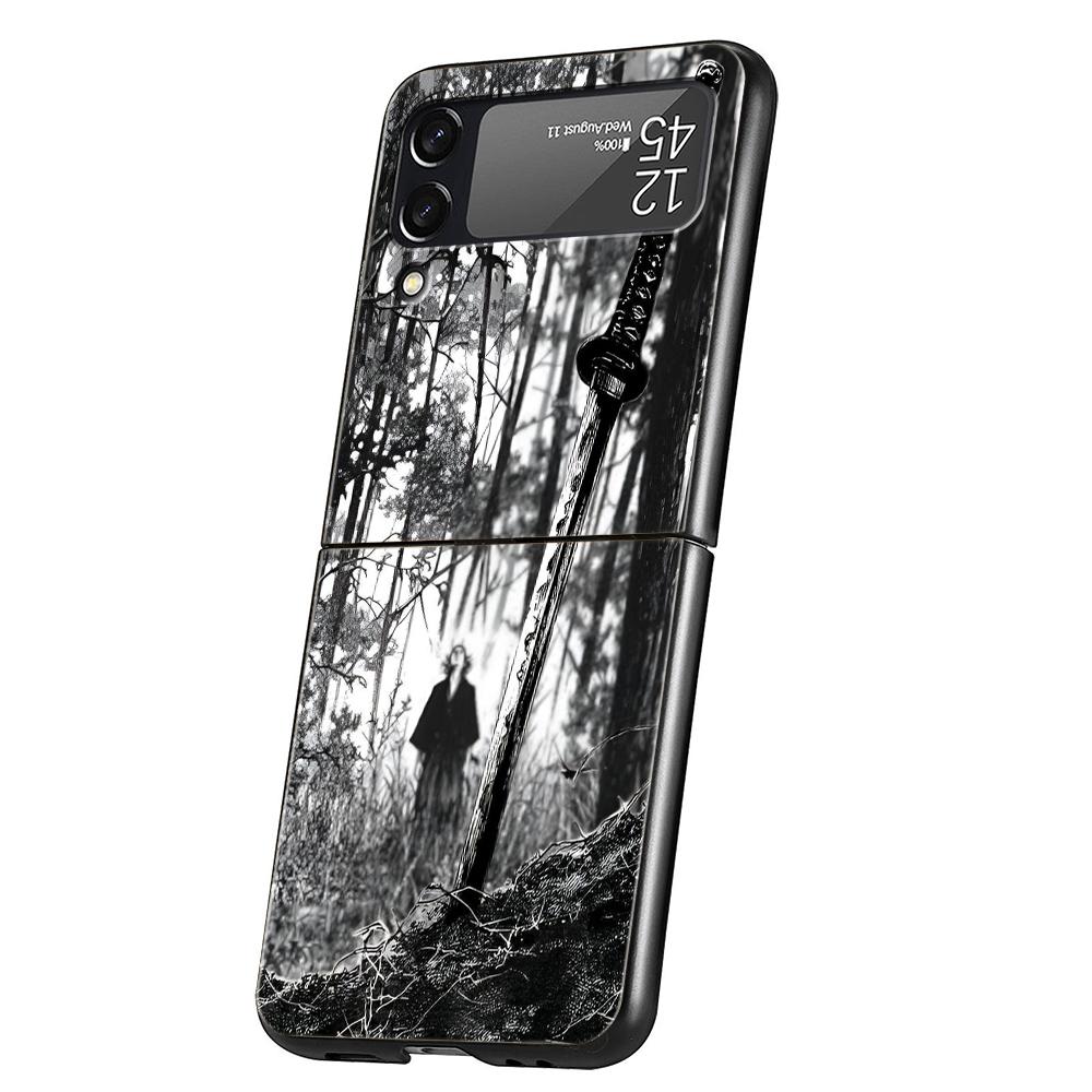 

Жесткий ПК чехол для телефона Samsung Galaxy Z Flip 7 6 5 4 Черная крышка для Galaxy Z Flip 3 Складные Чехлы Меч Креативный узор Z Flip 4