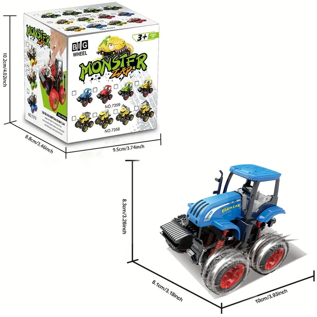 Farmer Stunt Car Inertia 4x4 Dual Inertia Stunt Green Climbing 360° Spin Flip Shock Thickened Tires Off-Road Scooter Toy Car As a Halloween Gift