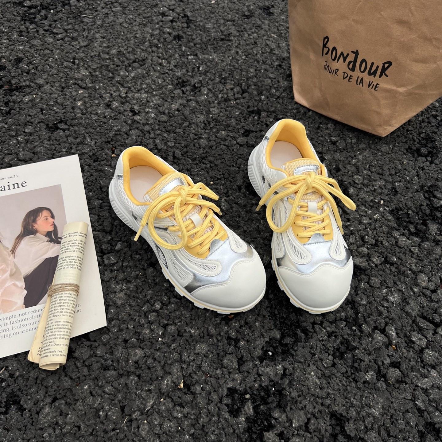 

Disordered aesthetic bowling shoes Forrest Gump shoes 2025 summer new breathable mesh leather casual dad shoes women s 40