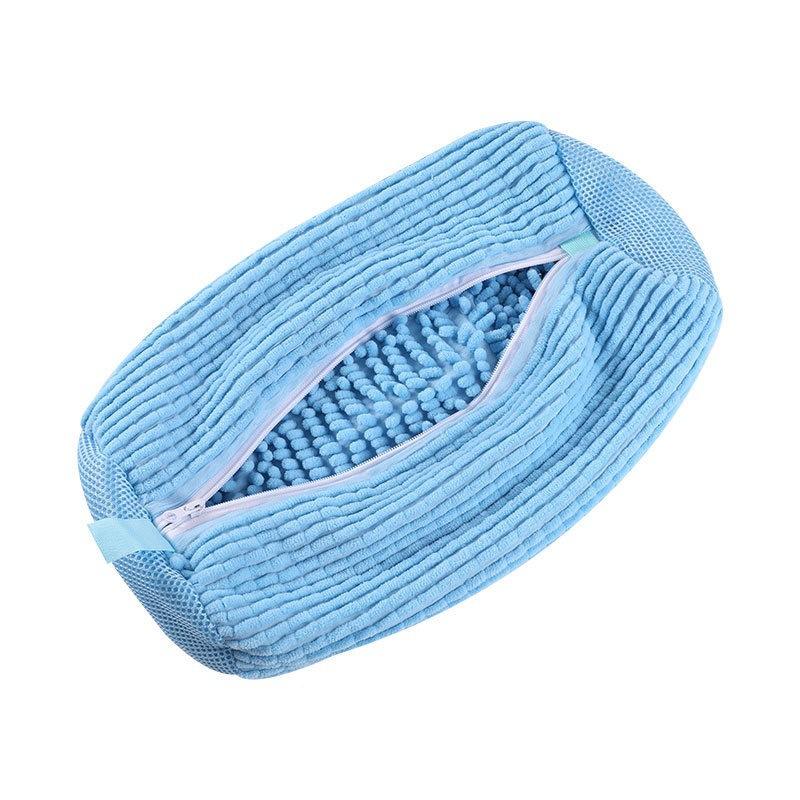 

Fluffy Fiber 360° Surround Cleaning Shoe Washing Bag - Reusable Durable Machine-Washable Laundry Bag with Zipper Closure синій