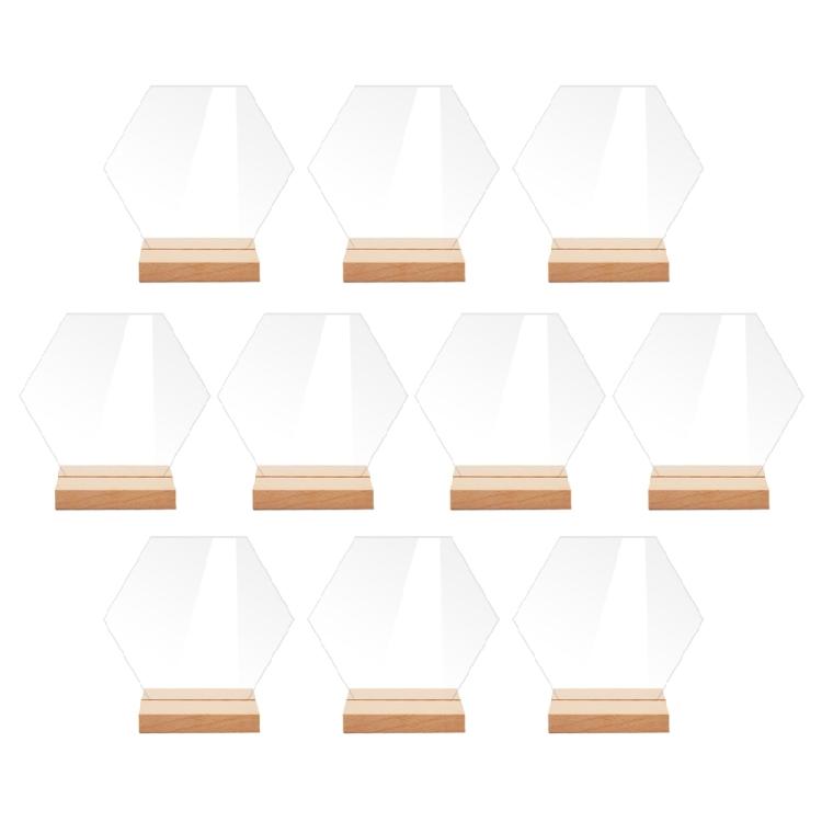 10pcs Acrylic Table Sign Holder with Wooden Base Number Place Card Holder Stand
