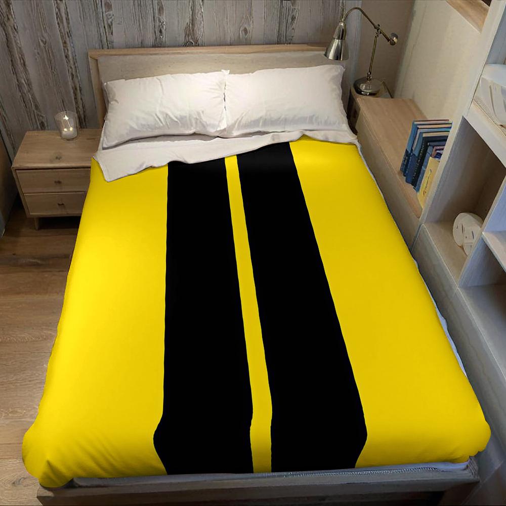 Coperta di Flanella a Strisce Verticali Gialle e Nere Minimalista Calda Morbida Halloween Natale Divano Caldo Accogliente Decorativa Per Stagione