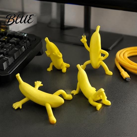 Funny Banana Man Collectibles 4PCS Figurine 3D Printed Character Desktop Desk Accessories for Office Ornaments Novelty Cute Tabletop Decor Toys Home