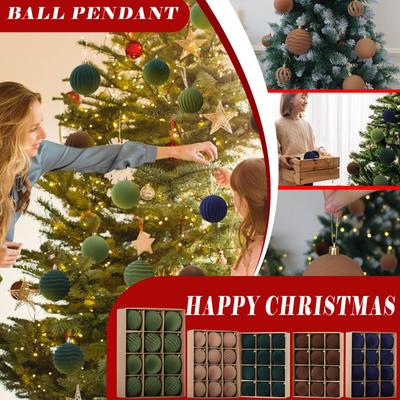 Weihnachtskugel Samt Weihnachtsbaum Beflockung Ornamente 3,15 Zoll 12 Stück Plastikkugel Weihnachtsschmuck Rot
