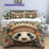 Animal In Indian Attire  Pattern Bedding Quilt Set  Home Decoration  Gift (1 * Duvet Cover + 2 * Pillowcase, Without Core)