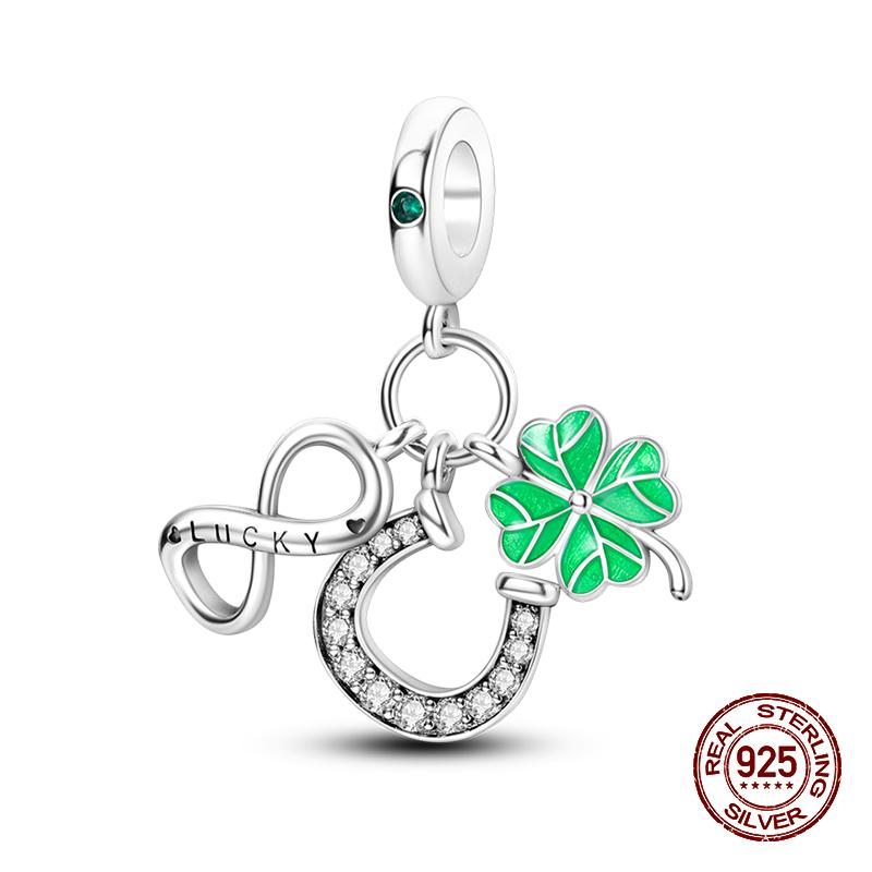 Spring Theme Lucky Four Leaf Clover Series Genuine Copper Designer Charms Bead Fit Pandach Original Bracelet Diy Birthday Jewelry