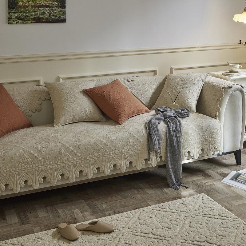 

Хлопковая подушка для дивана, универсальная хлопковая ткань на четыре сезона, нескользящая ткань, простой современный чехол для дивана, полотенце 45*45 бежевый