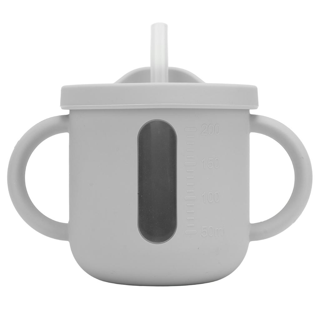 Silicone Sippy Cups Double Handles Lightweight Toddler Training Cup with Tight Leakproof Cover for Home Travelling Grey