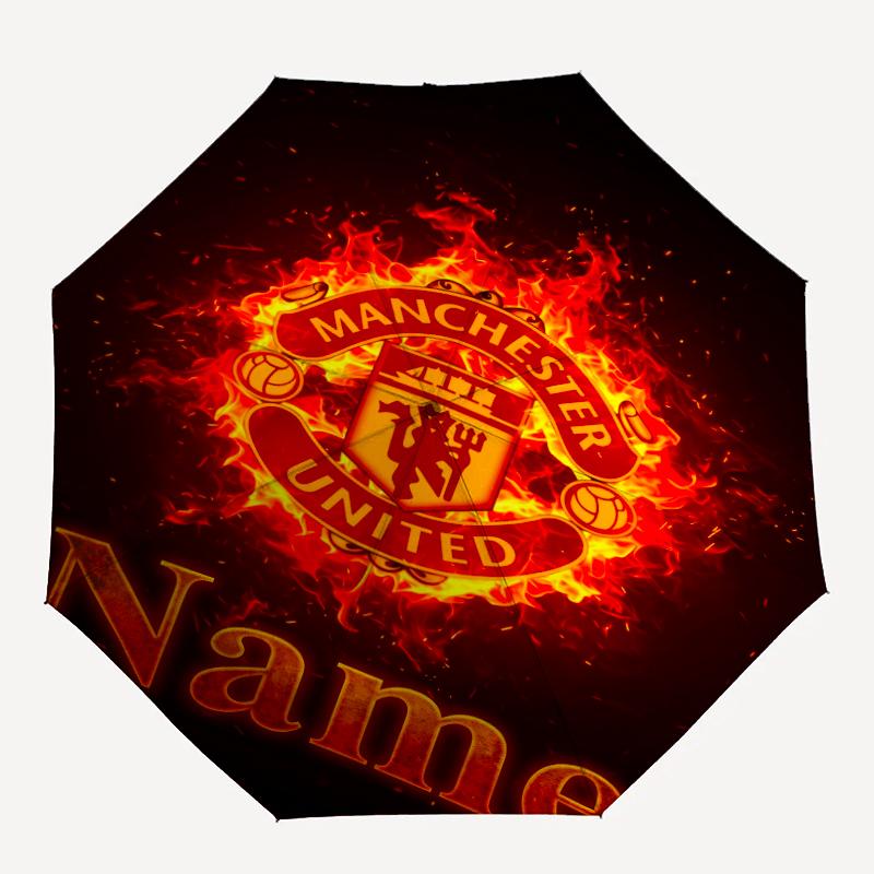 Custom Name Manchester United Theme Automatic Umbrella, Lightweight & Portable, 8 Rib, Perfect for Outdoor Travel, Birthdays, Christmas, Gifts.