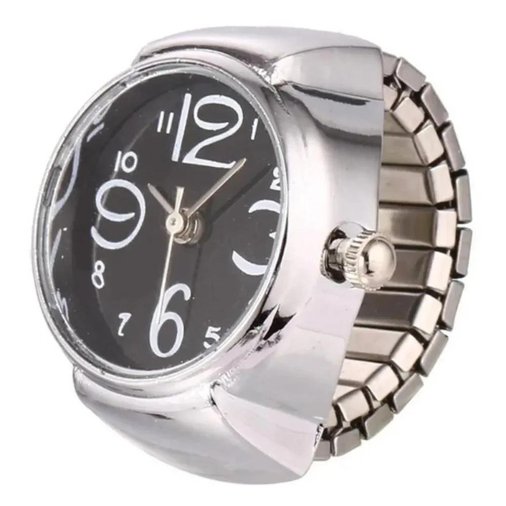 Men Women Creative Round Elastic Quartz Finger Watch Ring Fashion Couple Watch for Lovers