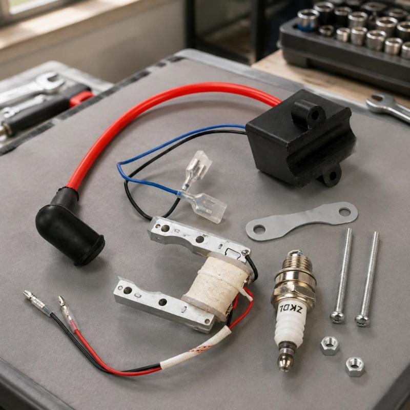 49Cc 60Cc 80Cc Motorcycle Ignition Coil Assembly with Wire Terminal Connections for Comparing the Existing Part Before Ignition Repair or Replacement