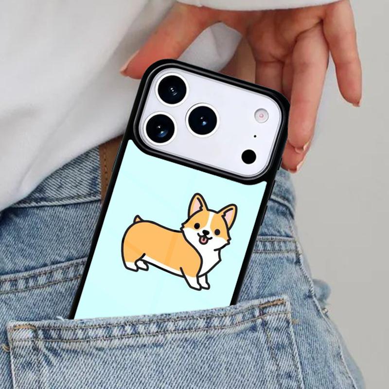Cartoon Corgi Dog Phone Case for iPhone 16e 15 14 13 12 17 Pro Max Plus Air 17pro Cover Coque