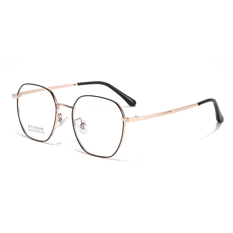 Retro Polygon Ultra-light Myopia Glasses Frame: Fashionable, Versatile, High-quality Metal Eyeglasses.