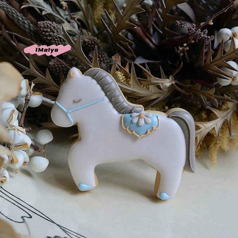 Cartoon Horse Cookie Cutter DIY Biscuits Fondant Embossing Mold for 2026 New Year Party Cake Decoration Baking Tool
