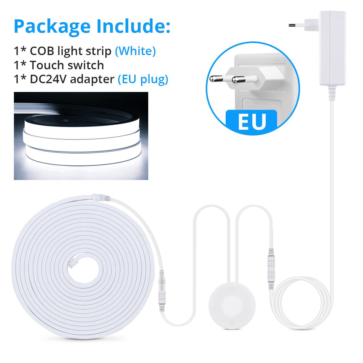 DC24V COB LED neon fénycsík szabályozható áthatolható fa tükör akril vezeték nélküli érintéskapcsoló szoba konyha éjszakai lámpa dekorációval 4M