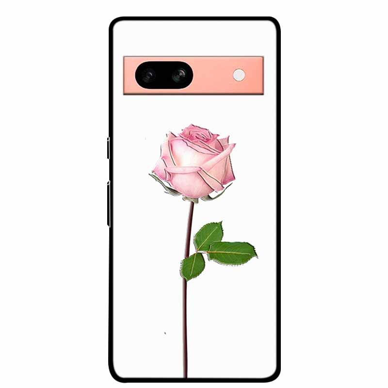3D Flowers Case For Google Pixel 7a 5G Case Emboss Relief Floral Black Silicone Soft Back Covers For Google Pixel 7a Case Fundas