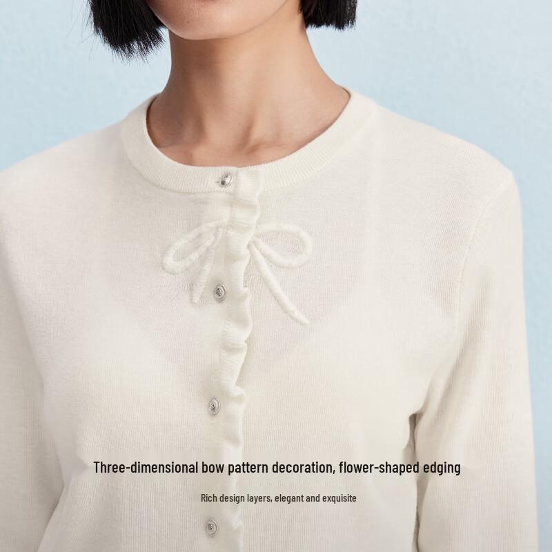 VEROMODA Bow-Knot Silk Wool Blend Cardigan