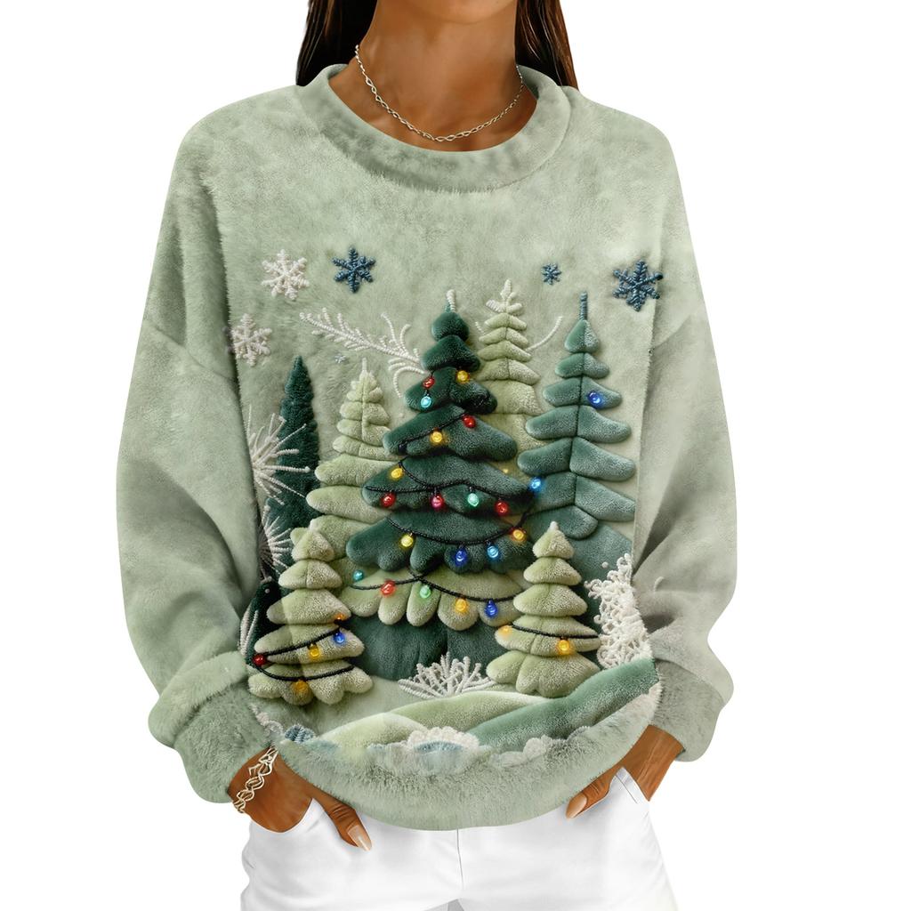 Dammode Fleece Hoodie Långärmad Rund Hals Casual Bekväm Lös Passform Lättviktig Dam-Hoodie