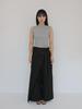 Jinhosyou Wrap-Over Wide Tuck Pants Black With Strap Detail
