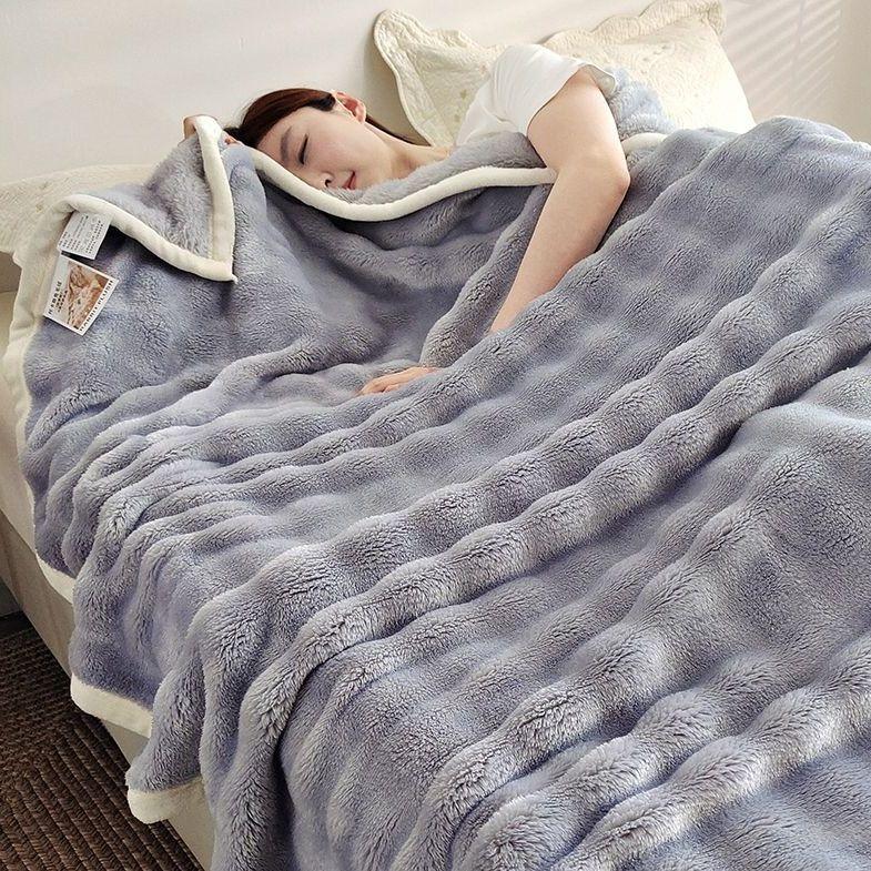 Fleece Throw Blanket for Couch - 300GSM Soft & Warm Fluffy Lilac Blanket, Decorative and Giftable Striped Blankets for Women, Men