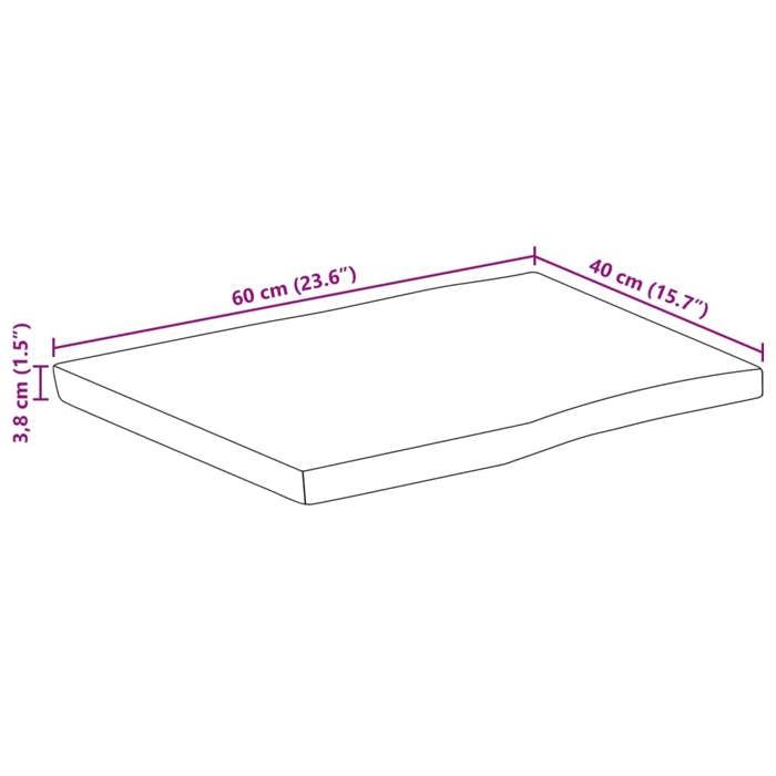VidaXL Dessus de table 60x40x3,8 cm bord vivant bois massif manguier 370776