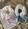 Lace Ruffle Floral Bow Scrunchie: Preppy Style Elastic Hair Tie