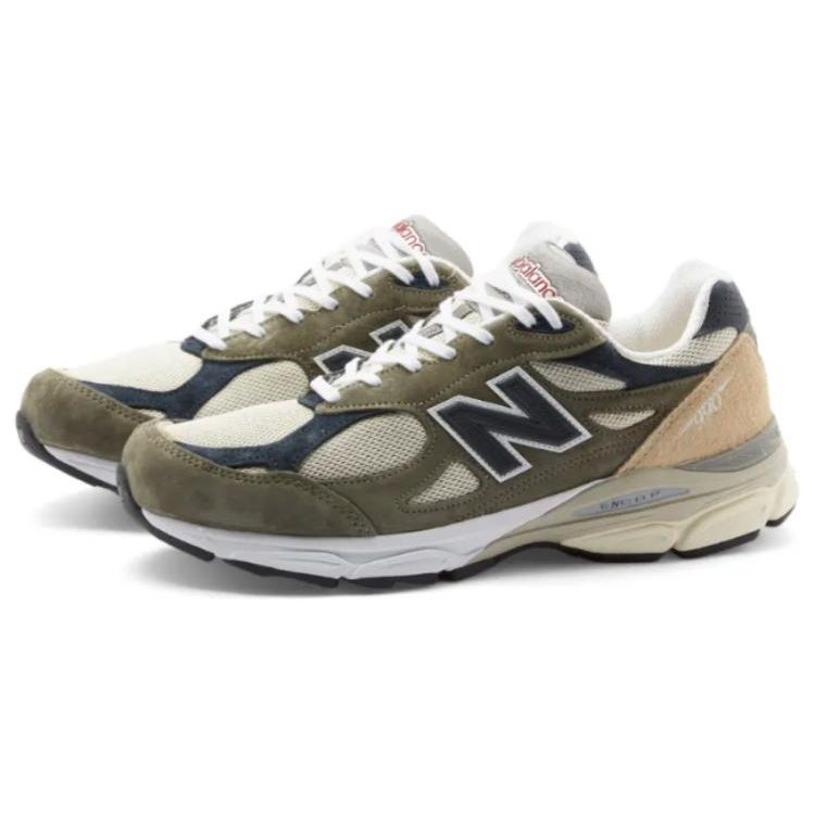 Baskets Unisexe Teddy Santis x New Balance 990v3 Fabriquées aux États-Unis Olive Gris Bleu M990TO3