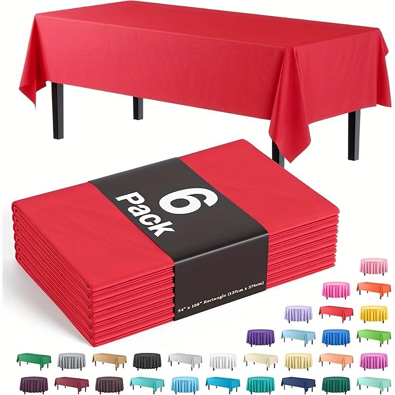 6 Pack Disposable Plastic Tablecloths for Parties, Weddings, Birthdays, Christmas, Anniversaries| Durable Machine-Made Buffet Table Coverings
