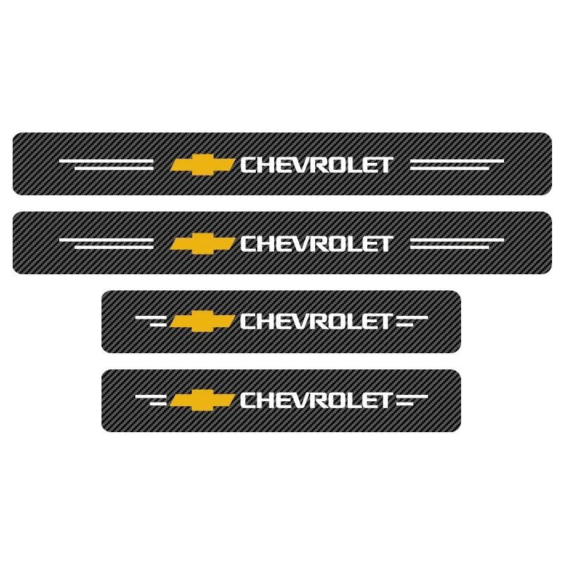 4 Bucăți Prag Ușă Mașină Fibra de Carbon Placă de Protecție Autocolant Emblema Accesorii Pentru Chevrolet Cruze Aveo Captiva Lacetti Stilizare Mașină