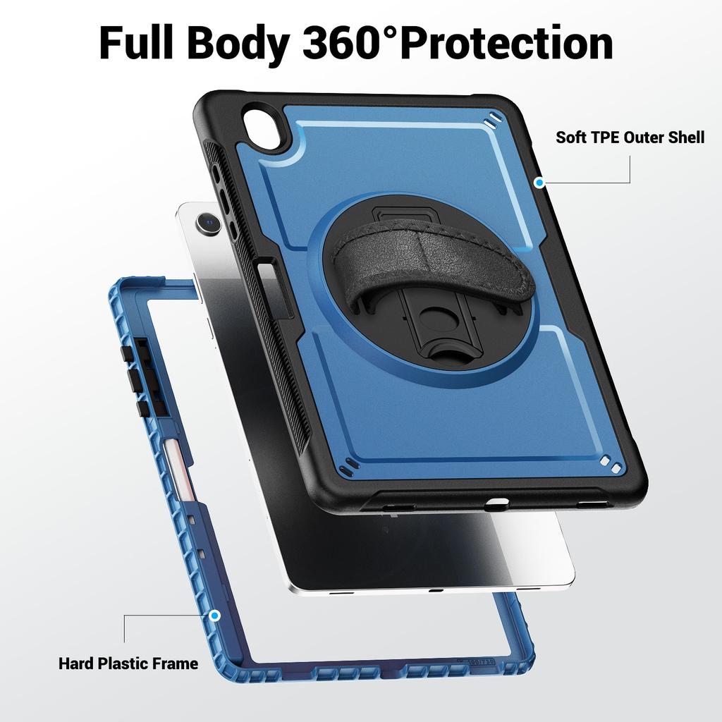 For Samsung Galaxy Tab S10 Lite Case Kickstand PC + TPE Tablet Cover with Hand Strap